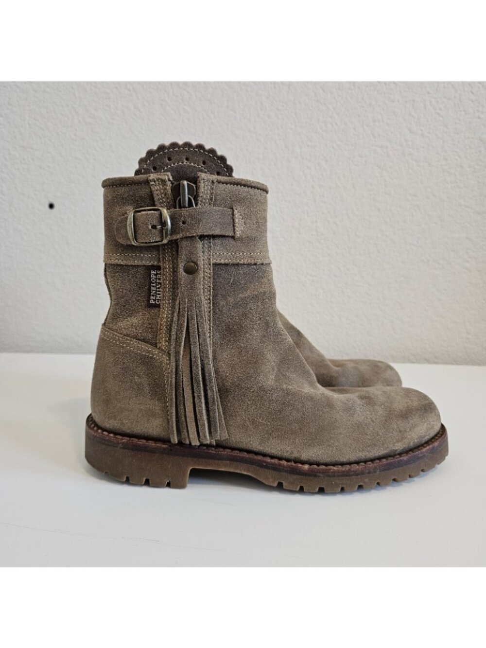 Penelope Chilvers Gaucho Birch Cropped Suede Leather Tassel Ankle Boots 37/6 - Picture 13 of 13